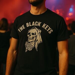 The Black Keys Skeleton Hands Graphic Shirt M Black T-shirt Band Tee Music Fan I